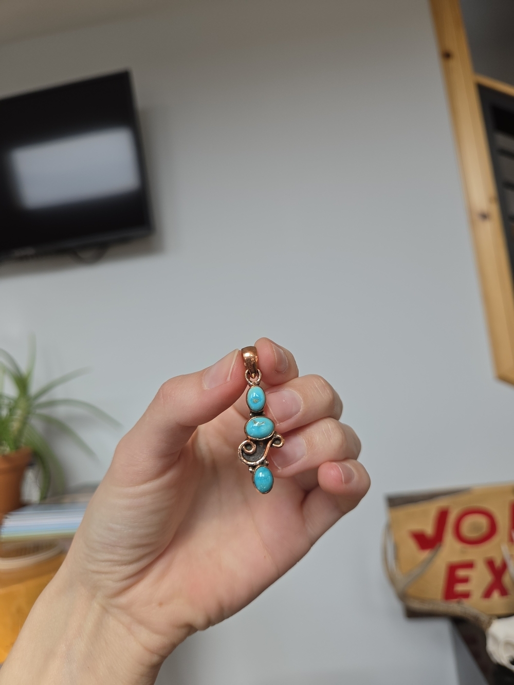 Turquoise Copper Drop Pendant